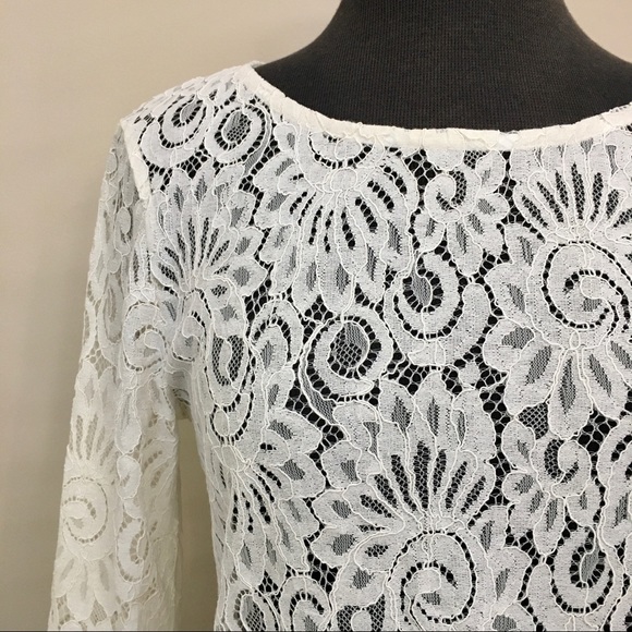 ICHI Ivory White Lace Bell Sleeve Blouse Women’s EUR 40/Medium - Picture 4 of 7